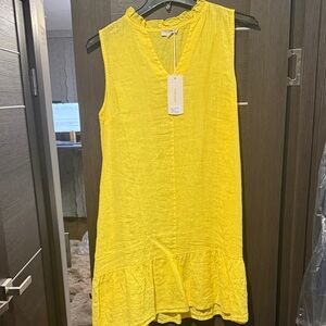 Brand New Linen Sleeveless Ruffle Hem Dress